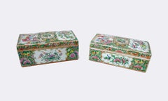 Pair of Canton Porcelain Boxes, 1900 Period