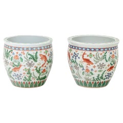 Used Pair of Canton porcelain planters, circa 1950