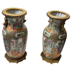Pair of canton rose medallion