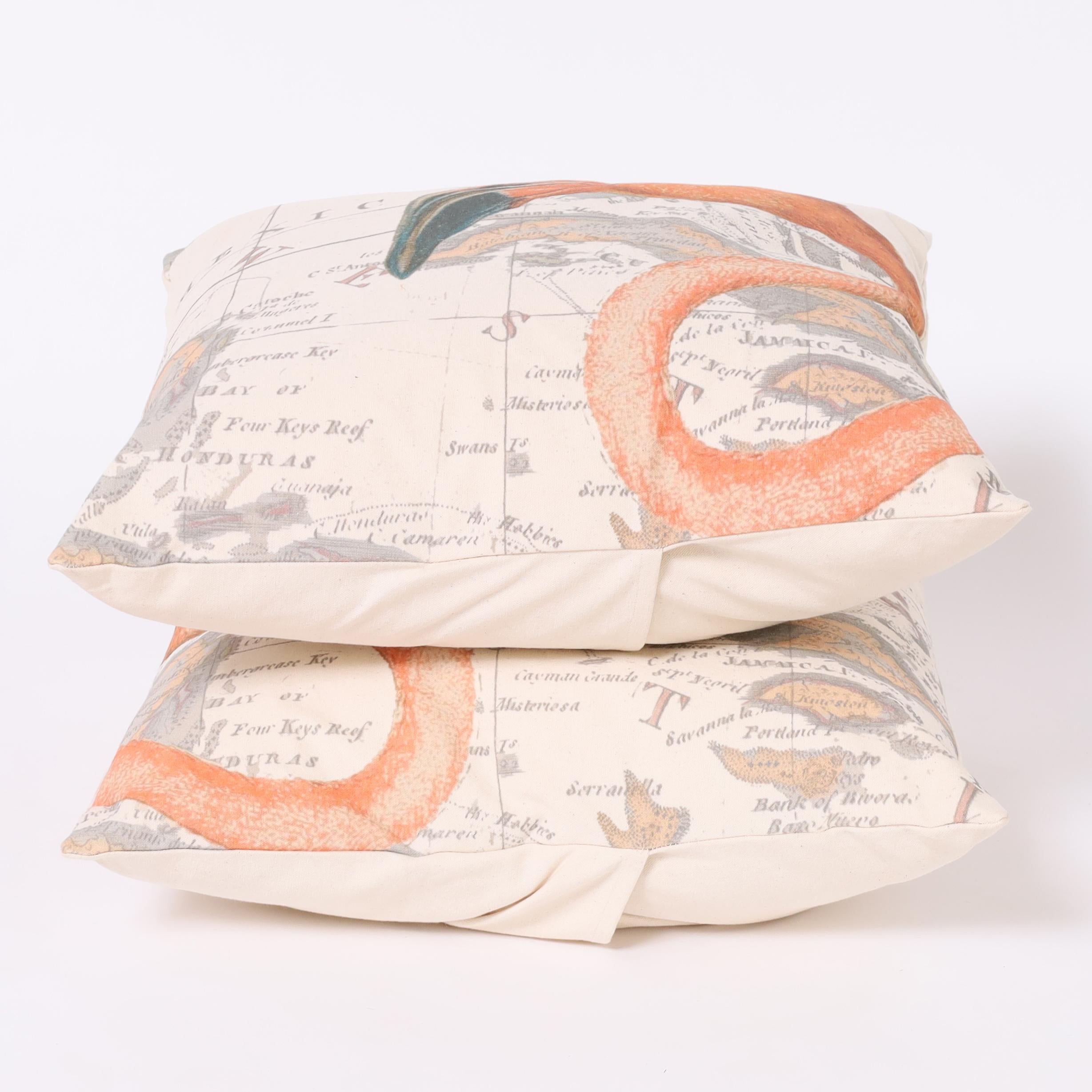 Lin Paire de coussins en toile Flamingo, prix individuel en vente
