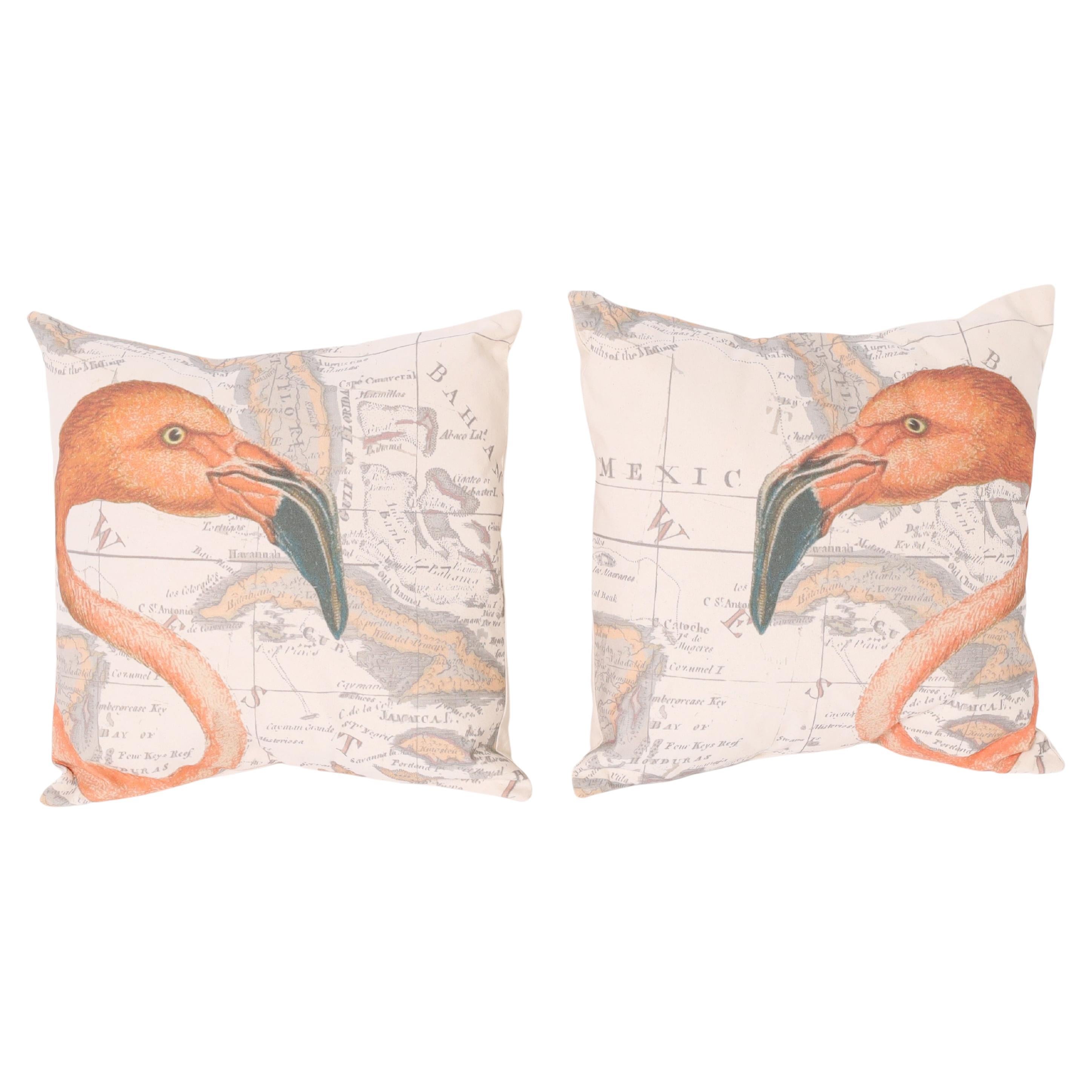Paar Flamingo-Überwurfkissen aus Segeltuch, einzeln erhältlich