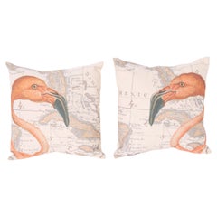 Paar Flamingo-Überwurfkissen aus Segeltuch, einzeln erhältlich