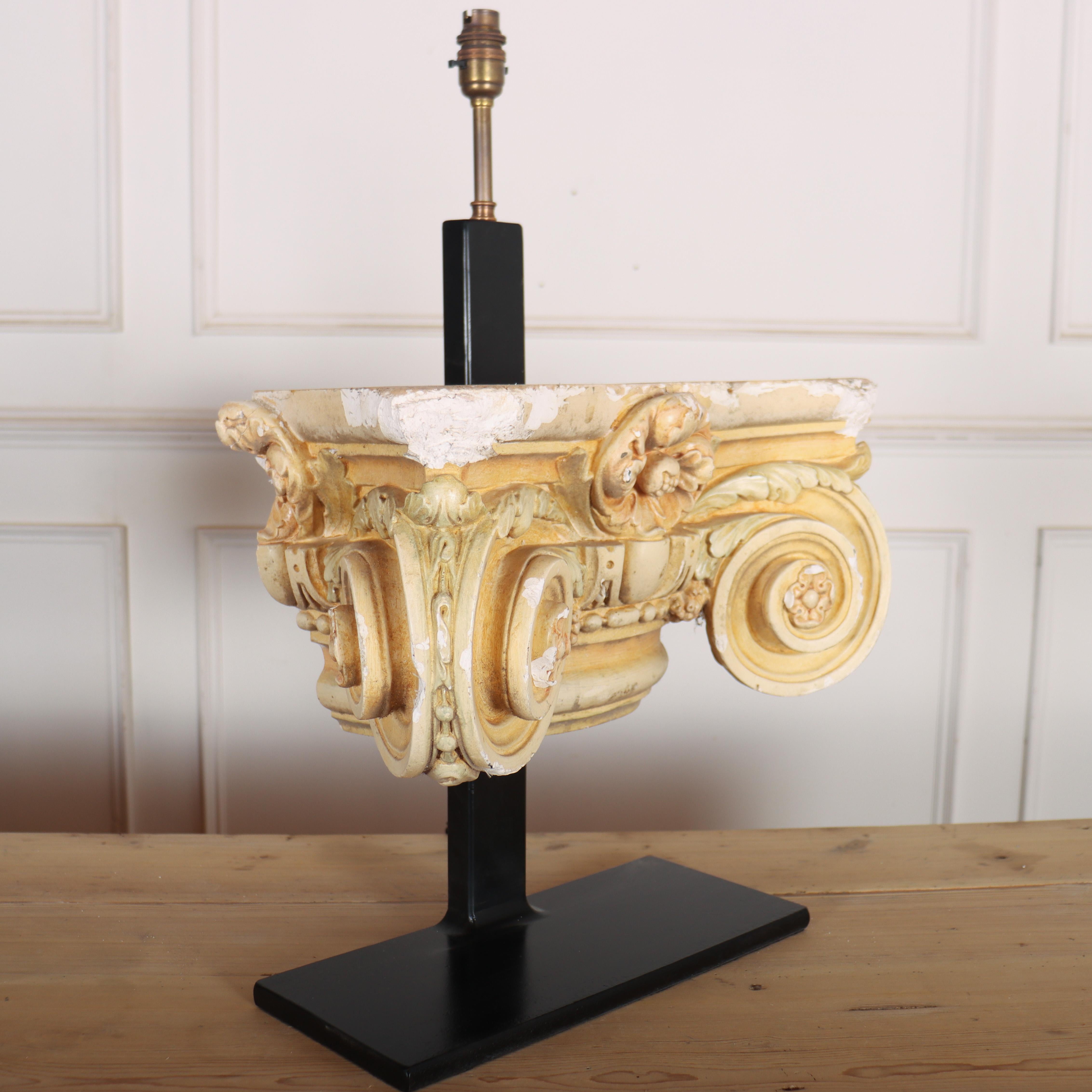 Plaster Pair of Capital Table Lamps For Sale