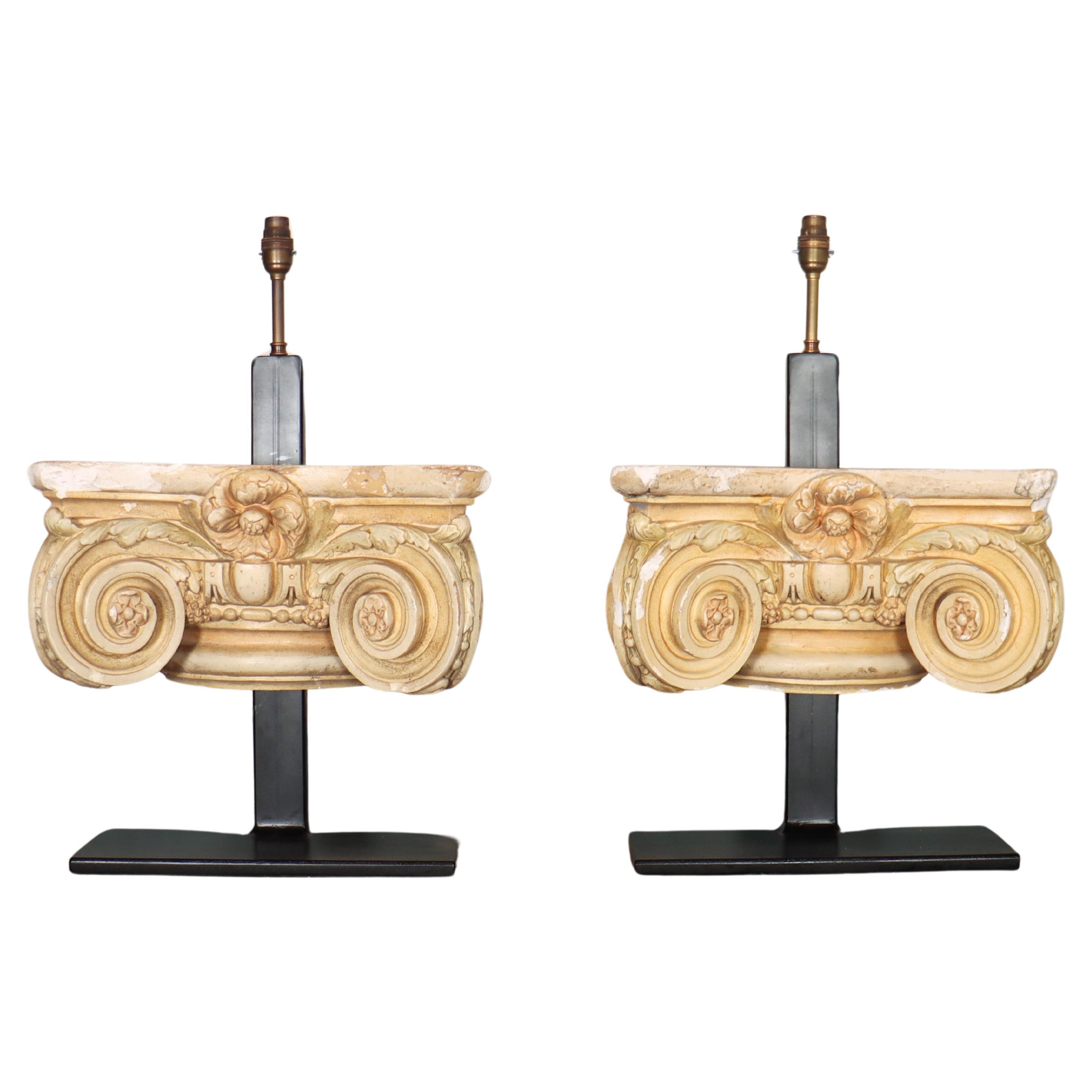 Pair of Capital Table Lamps For Sale