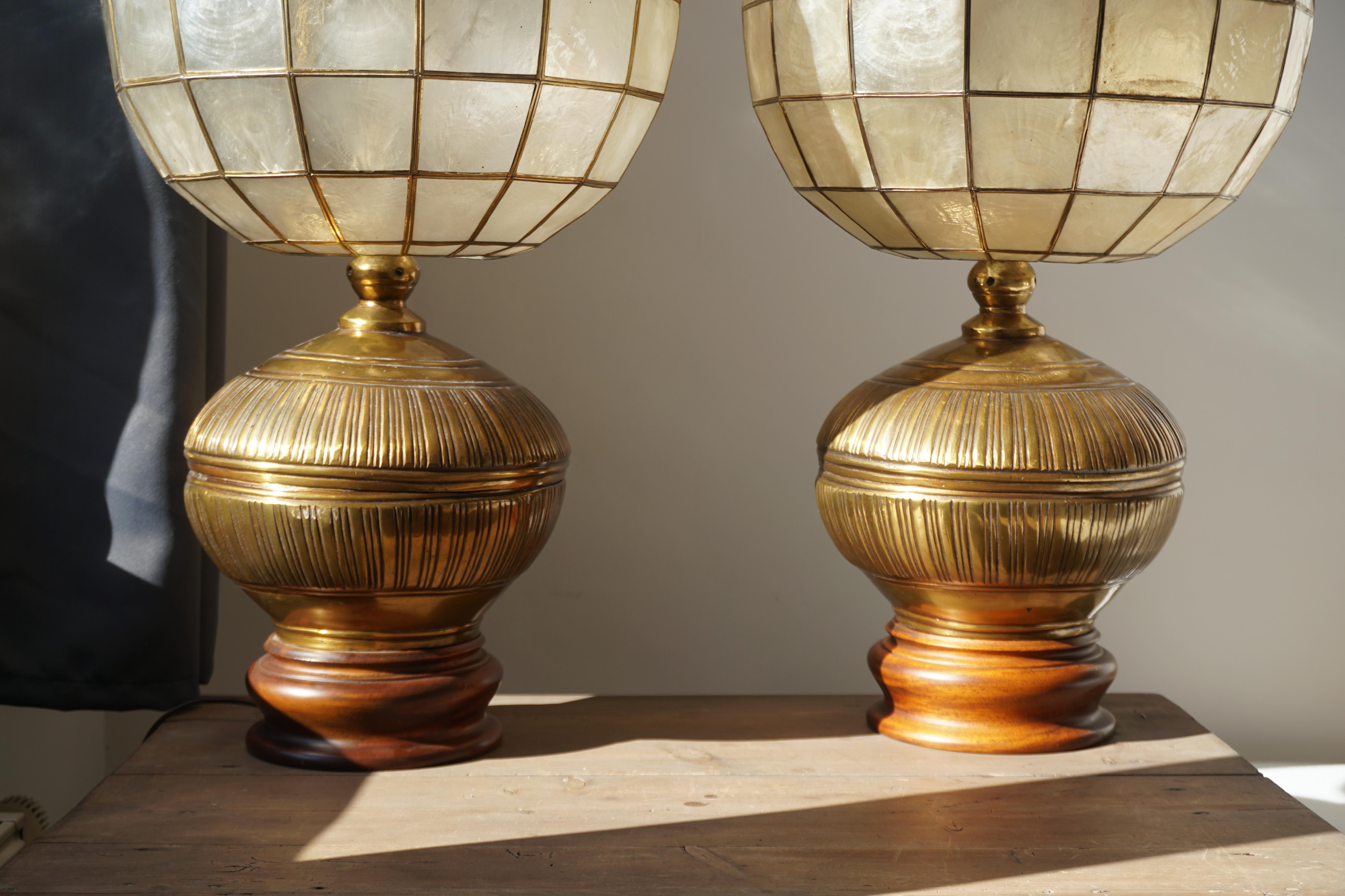 Pair of Capiz Shell and Copper Lamps 3