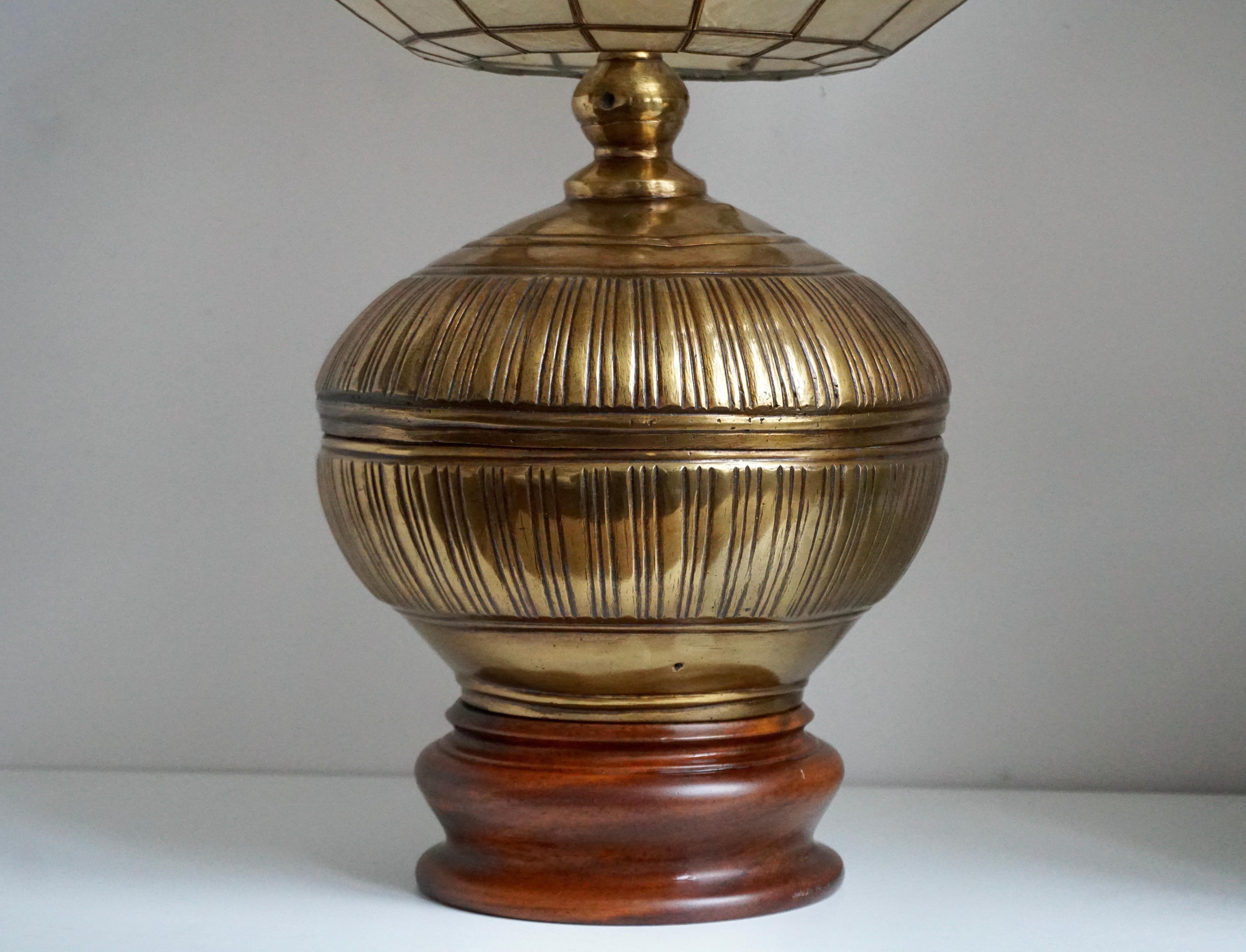 Pair of Capiz Shell and Copper Lamps 4