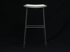 Pair of Cappellini "Hi-Pad" Bar Height Barstools in White Faux Leather