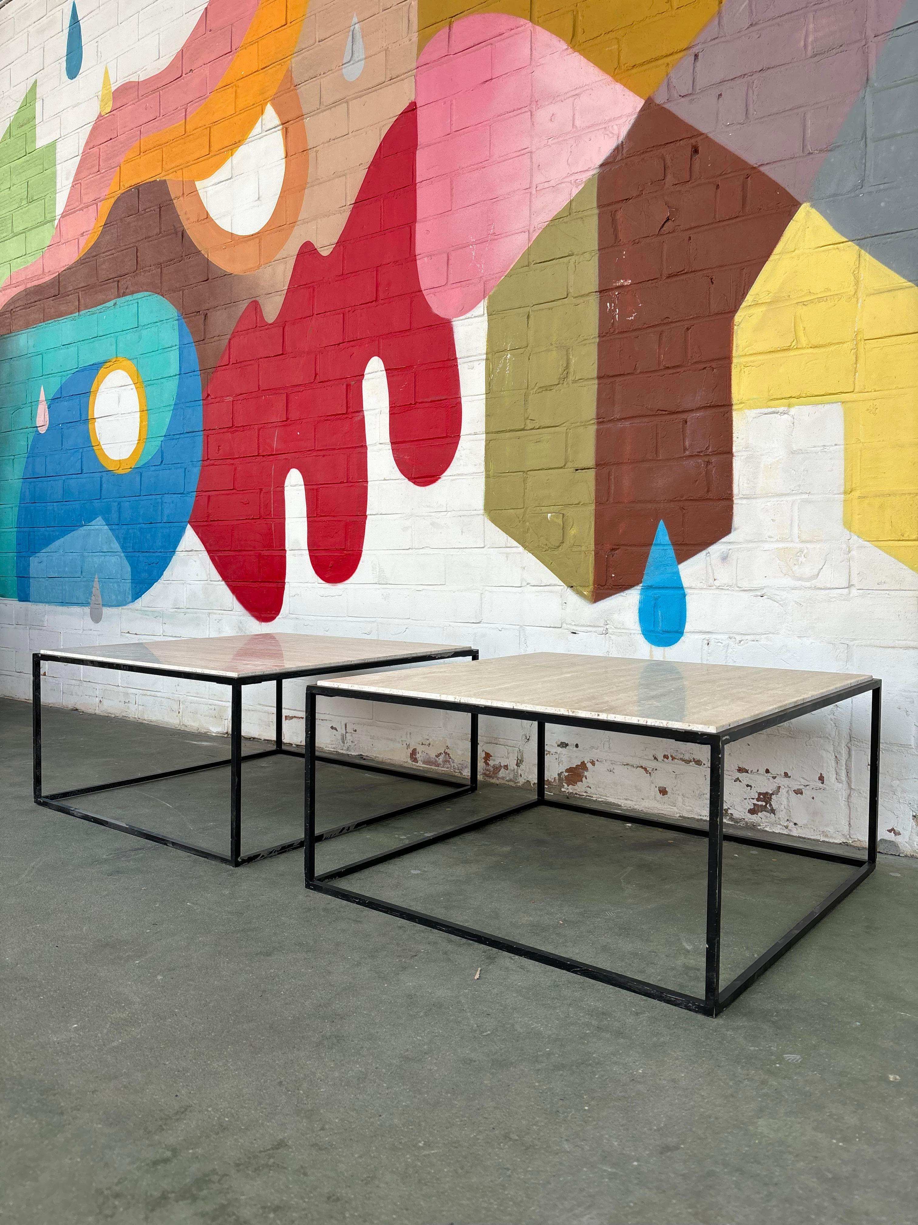 Iron Pair of capri side tables by Jorge Zalszupin For Sale