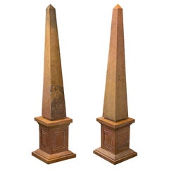 Pair of Caramel Marble Obelisks