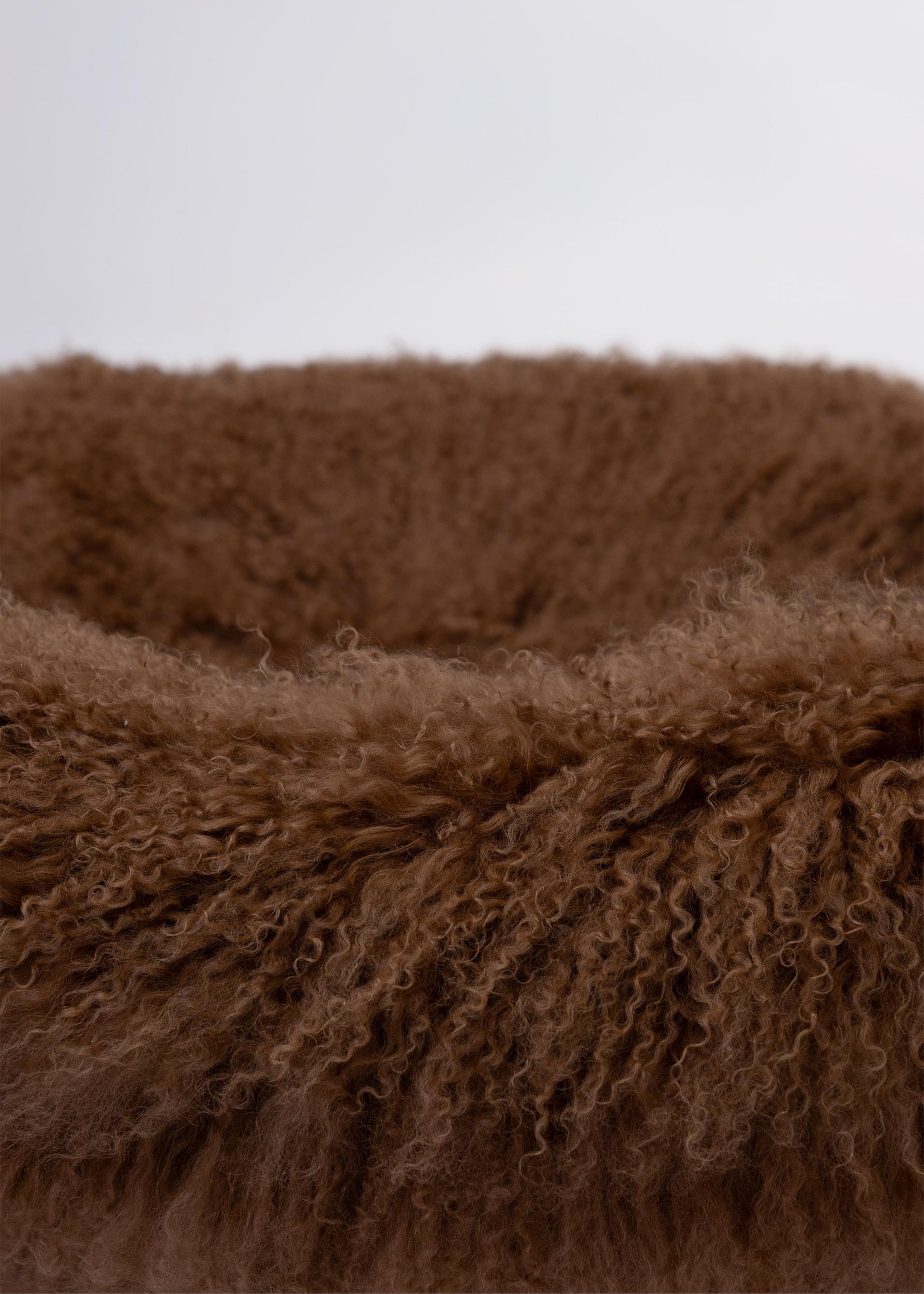 Pair of Caramel Scandinavian Art Deco Armchairs in Mongolian Sheepskin, 1950s For Sale 7