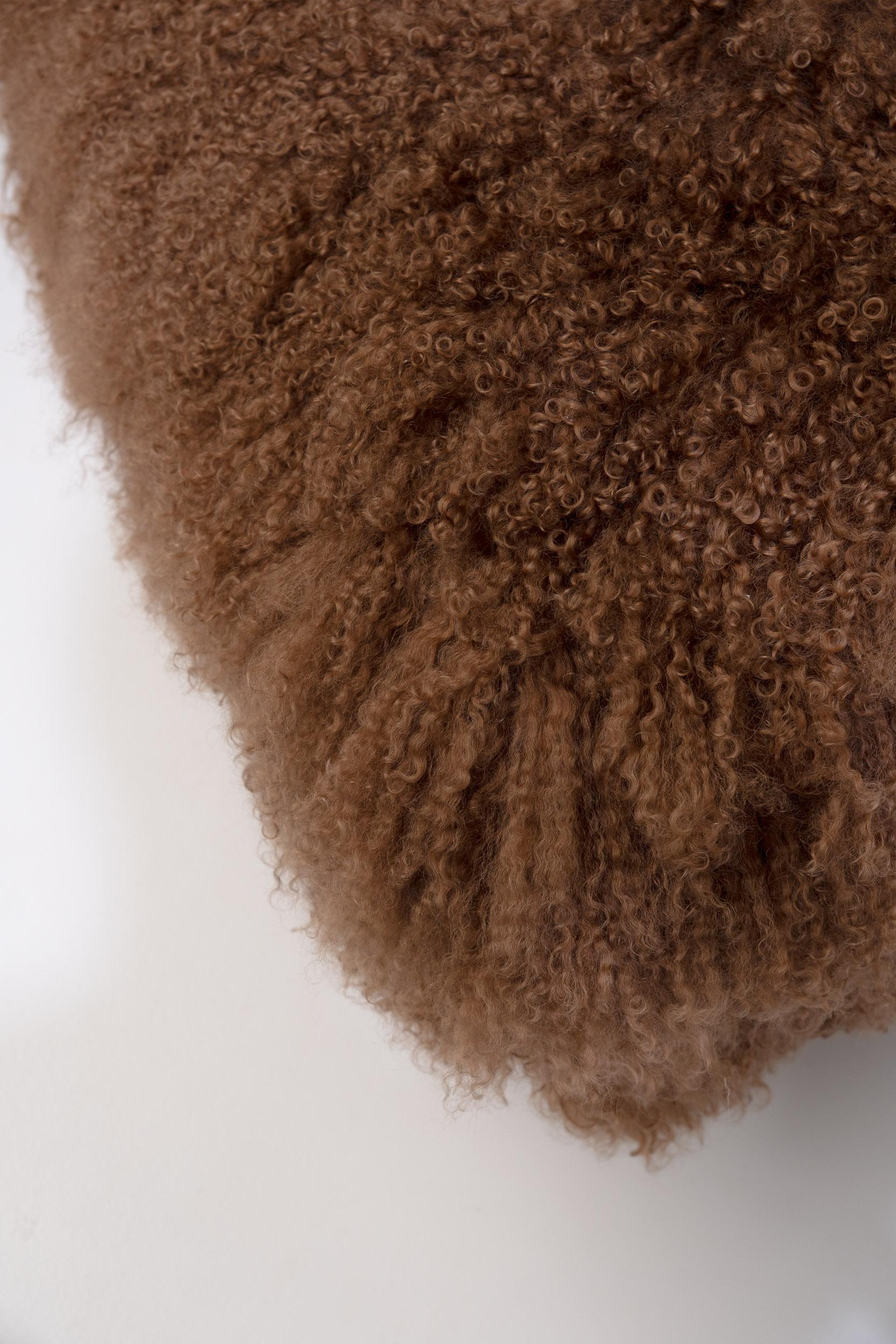 Pair of Caramel Scandinavian Art Deco Armchairs in Mongolian Sheepskin, 1950s For Sale 3