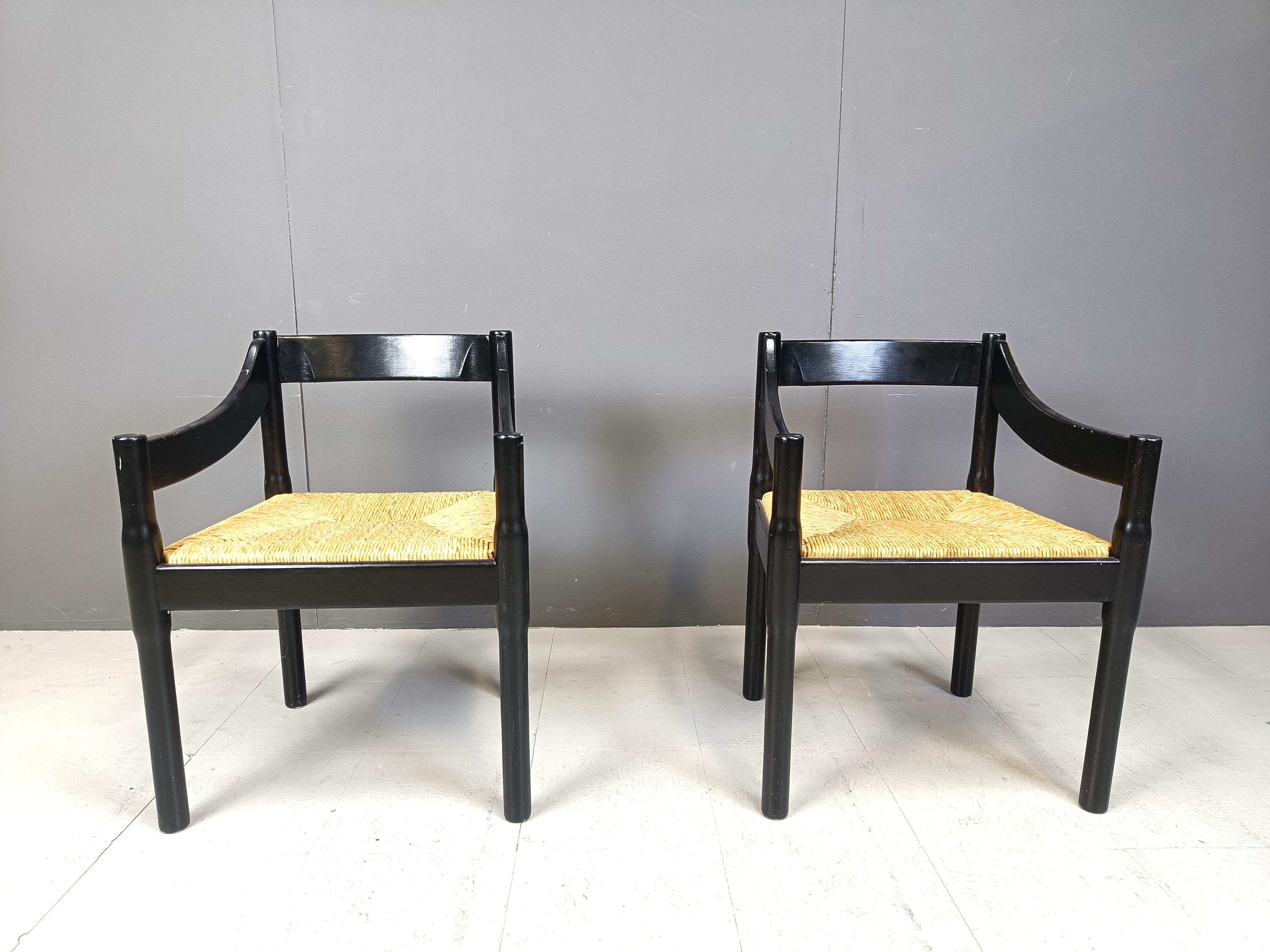 Mid-Century Modern Pair of Carimate armchairs by Vico Magistretti, 1960s