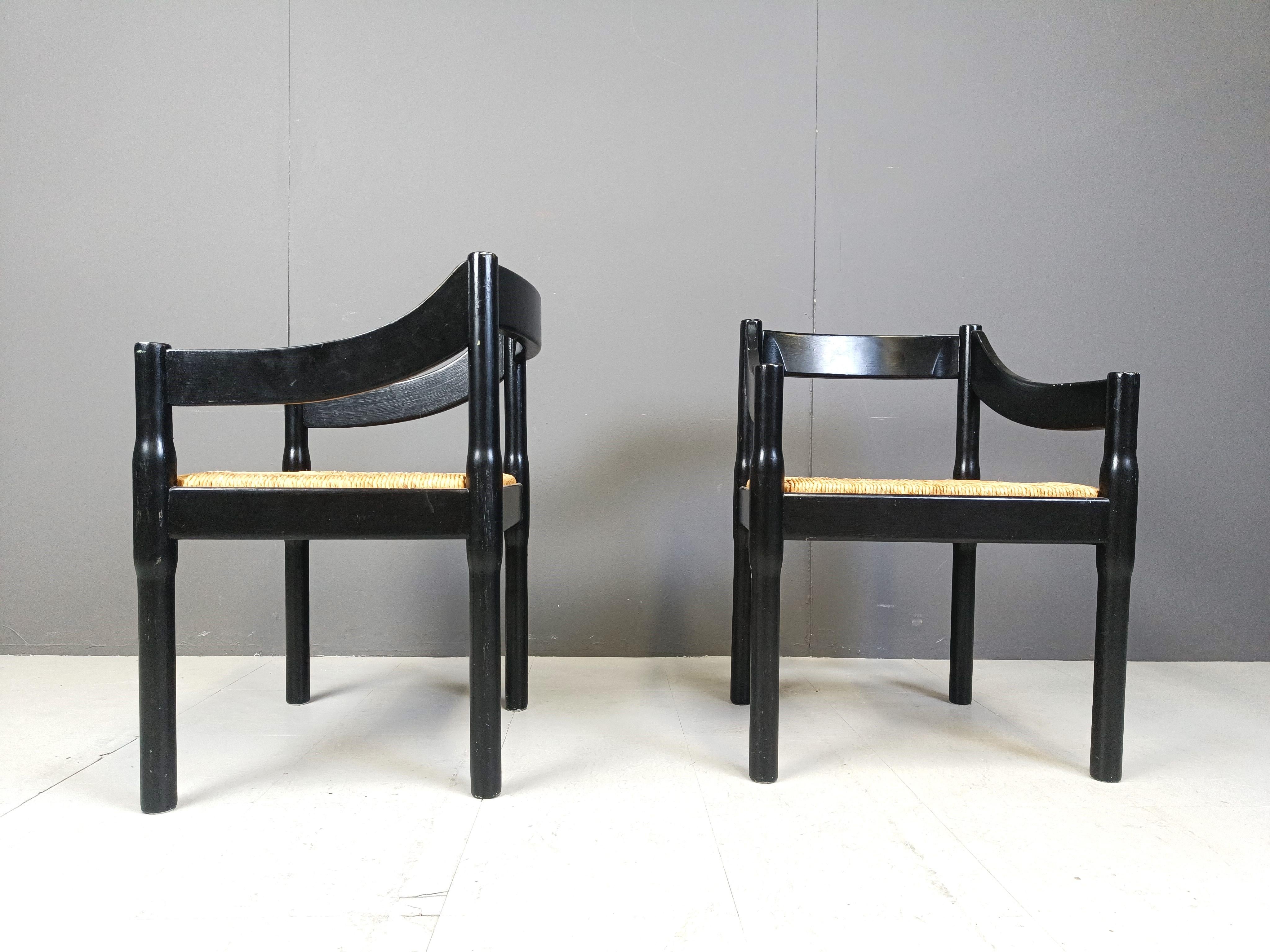 Pair of Carimate armchairs by Vico Magistretti, 1960s In Good Condition In Leuven, Vlaams Gewest