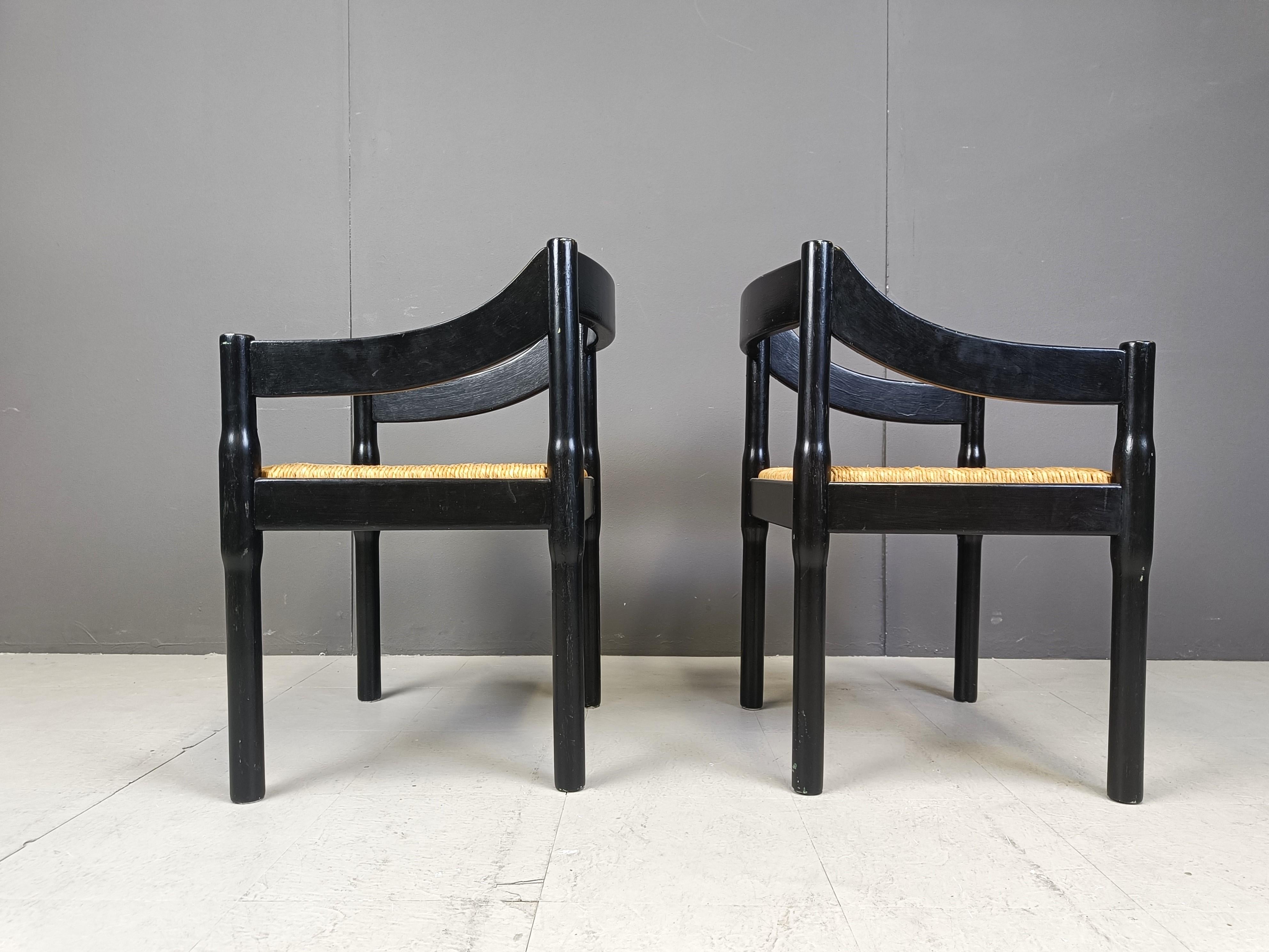 Mid-20th Century Pair of Carimate armchairs by Vico Magistretti, 1960s