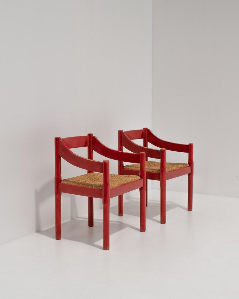 Italian Pair of Carimate Chairs by Vico Magistretti for Cassina, 1960s