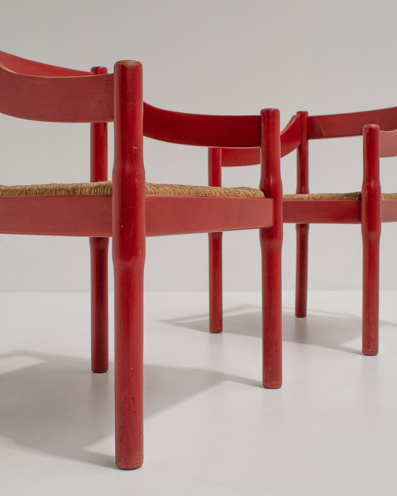 Rush Pair of Carimate Chairs by Vico Magistretti for Cassina, 1960s