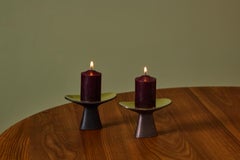 Pair of Carl Auböck #3469 Patinated Brass Candleholders
