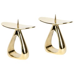 Pair of Carl Auböck #3470 Polished Brass Candleholders