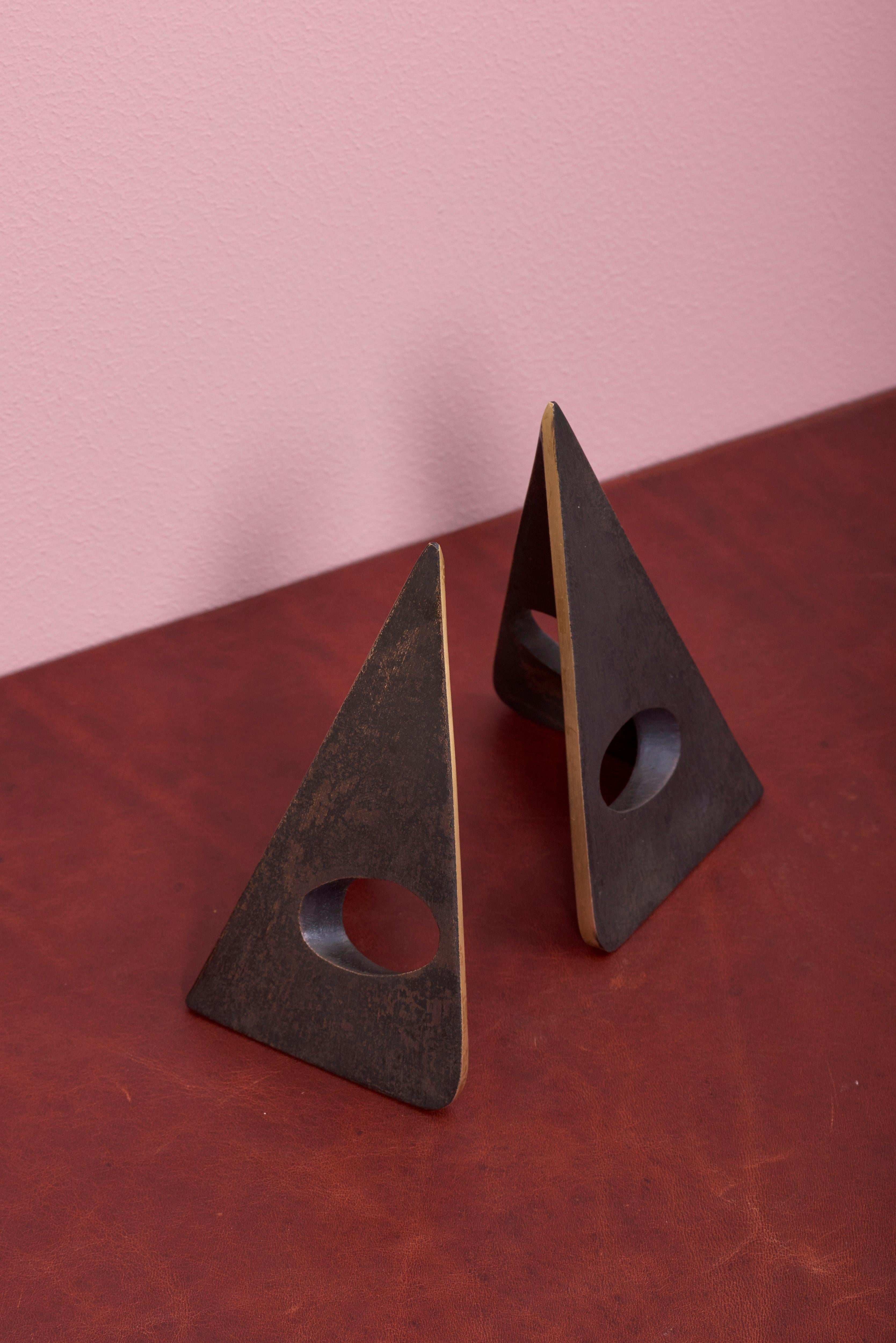 Pair of Carl Auböck Bookends #4100 in a Patina and Polish Brass Mix For Sale 4