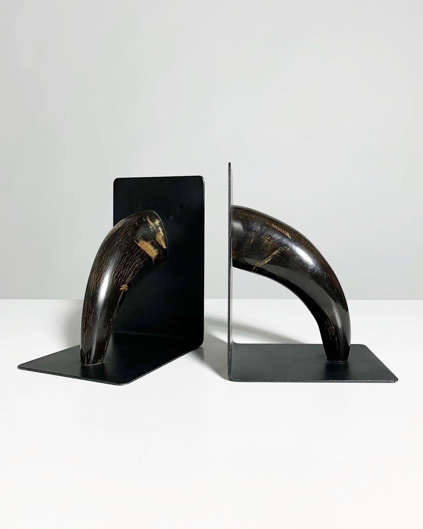 Pair of Carl Auböck Bookends Brass Horn Model 4773, Workshop Vienna, 1950s 1