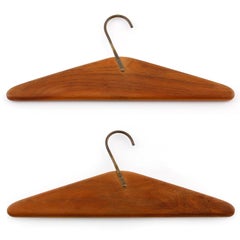 Pair of Carl Auböck Coat Clothes Hangers, Wood Brass, Austria, 1960