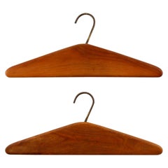 Pair of Carl Auböck Coat Clothes Hangers, Wood Brass, Austria, 1960