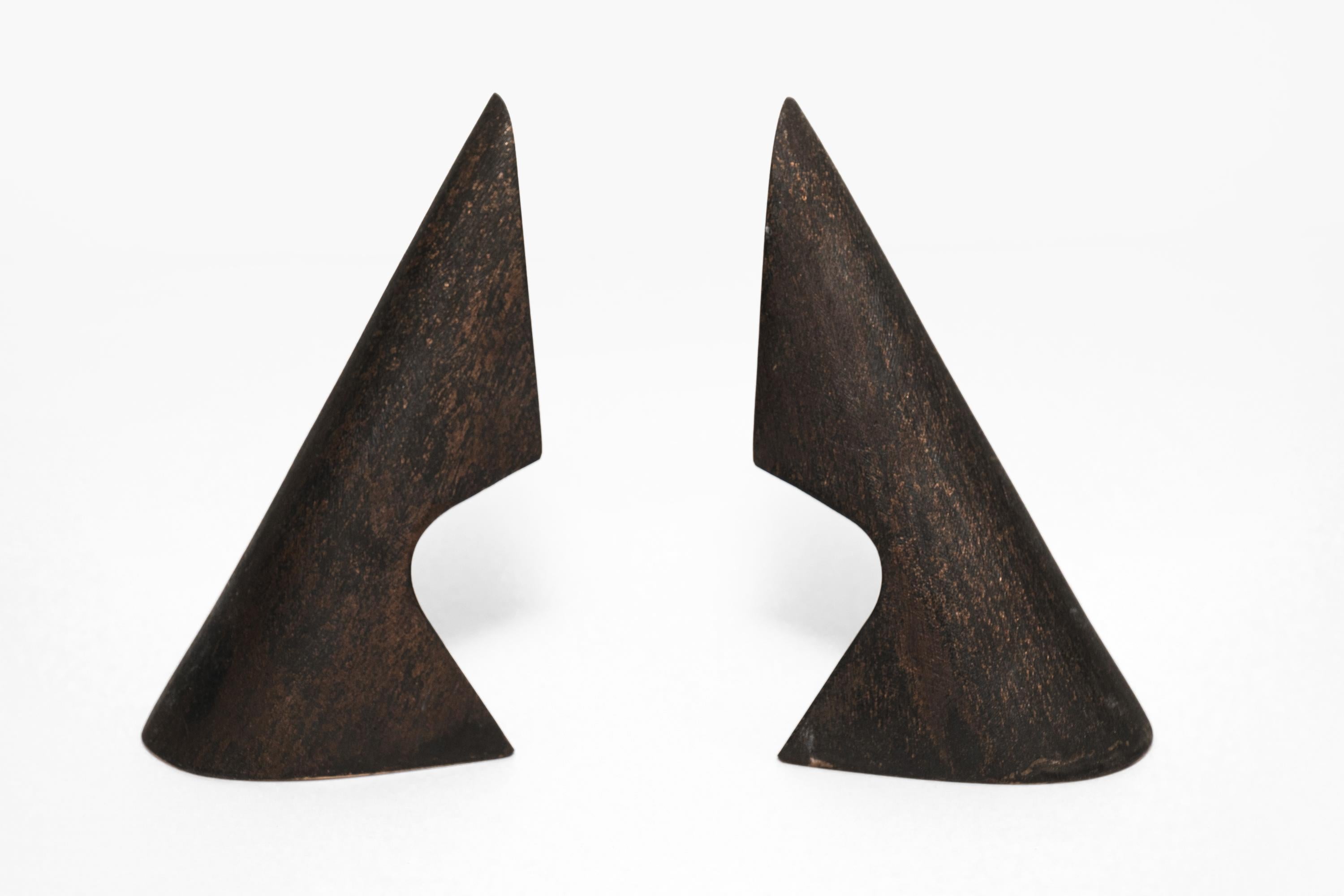 Pair of Carl Auböck Model #4099 Patinated Brass Bookends For Sale 9