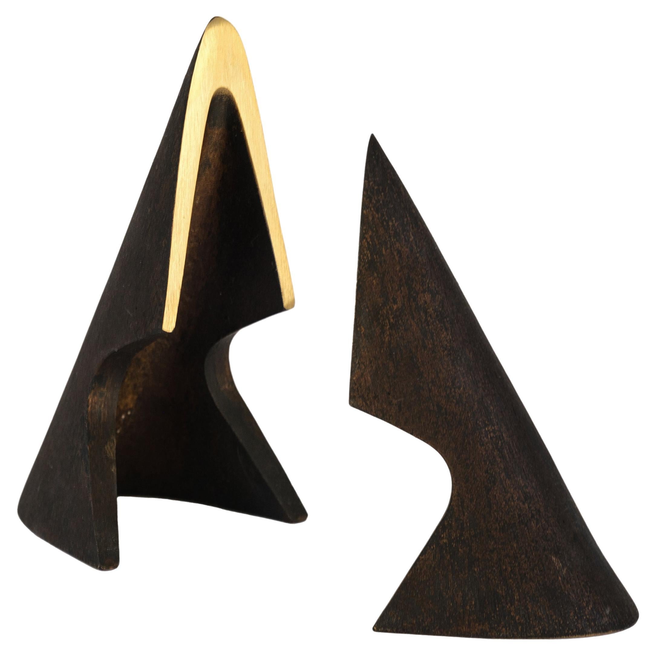 Pair of Carl Auböck Model #4099 Patinated Brass Bookends