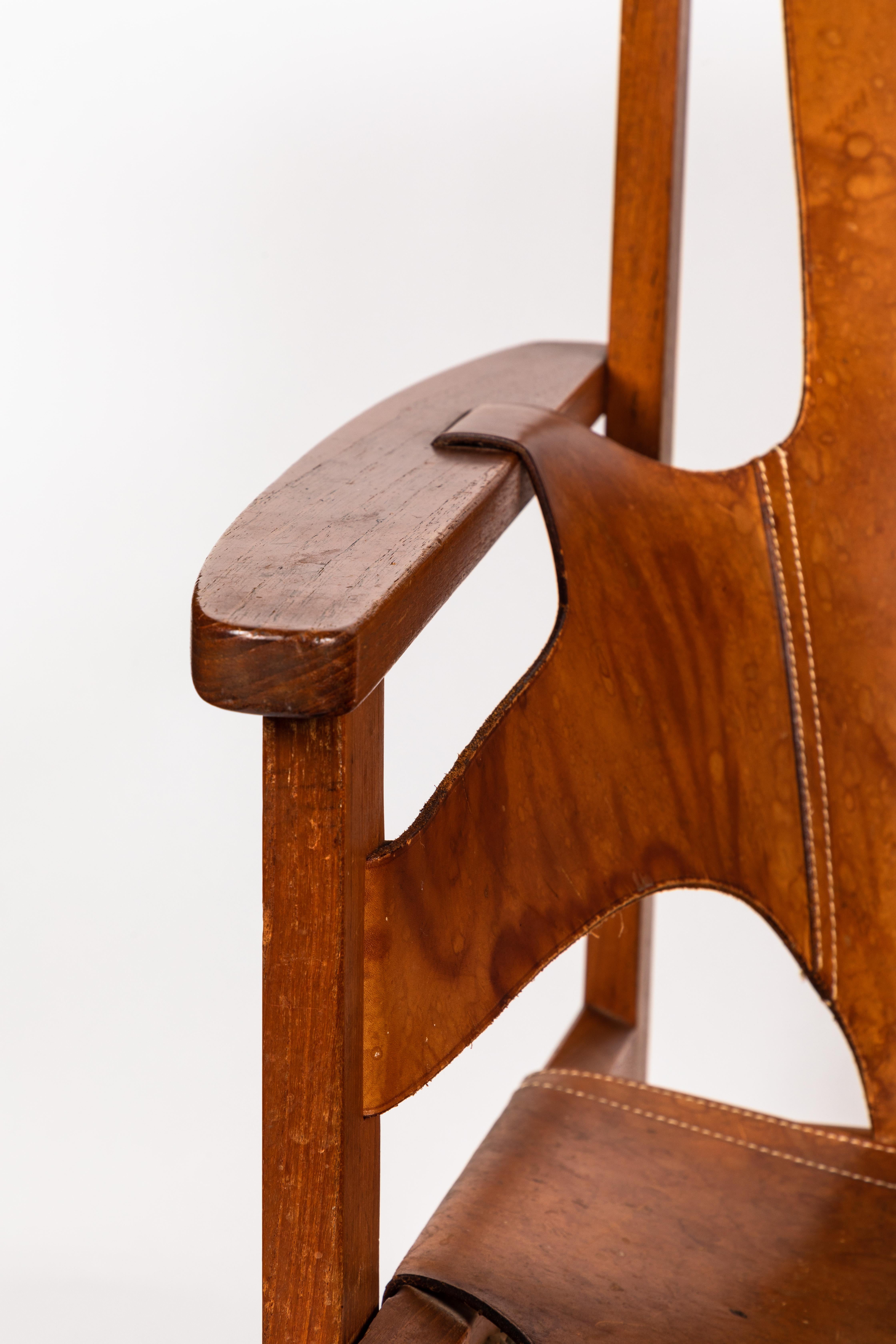 Pair of Carl Axel Acking 'Trienna' Chairs in Patinated Brown Leather, circa 1957 10
