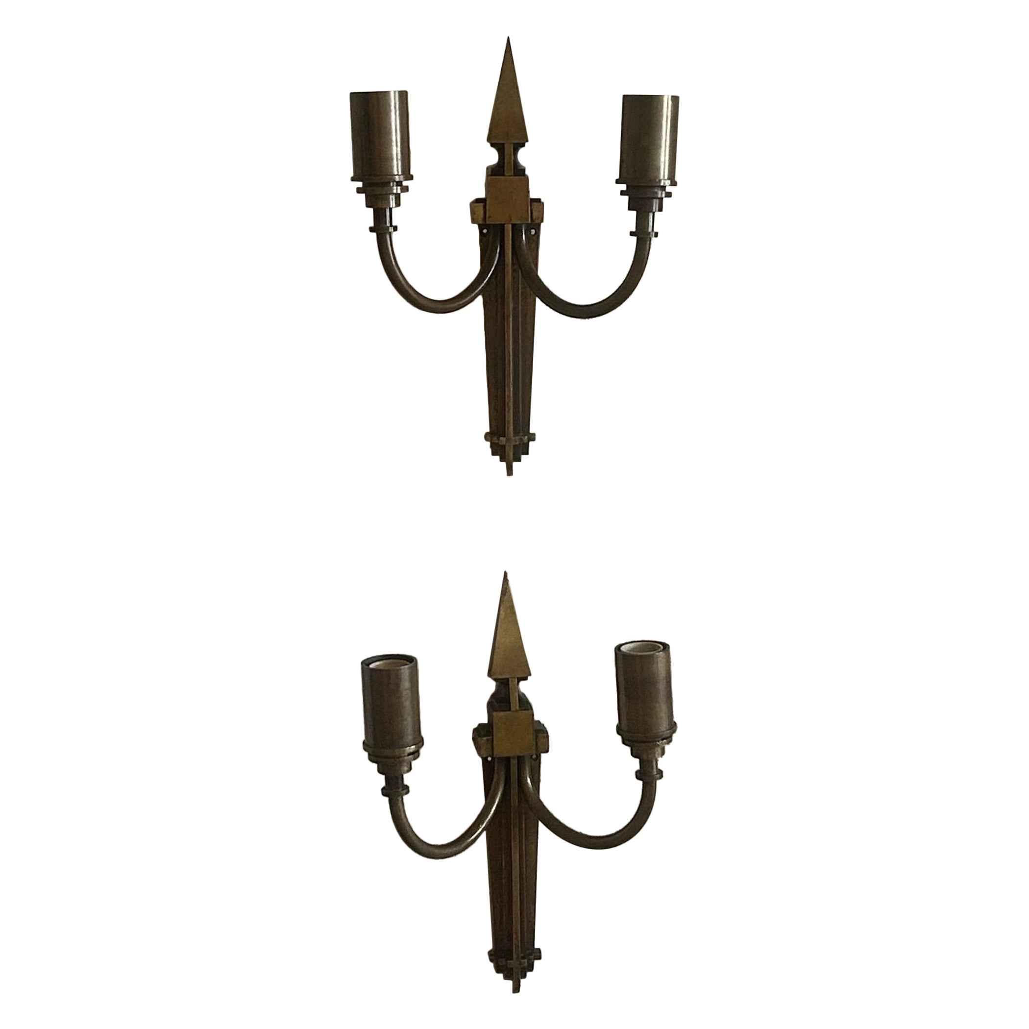 Pair of Carl Brummer Wall Lamps for the Royal Yacht Dannebrog, Denmark, c. 1913 For Sale