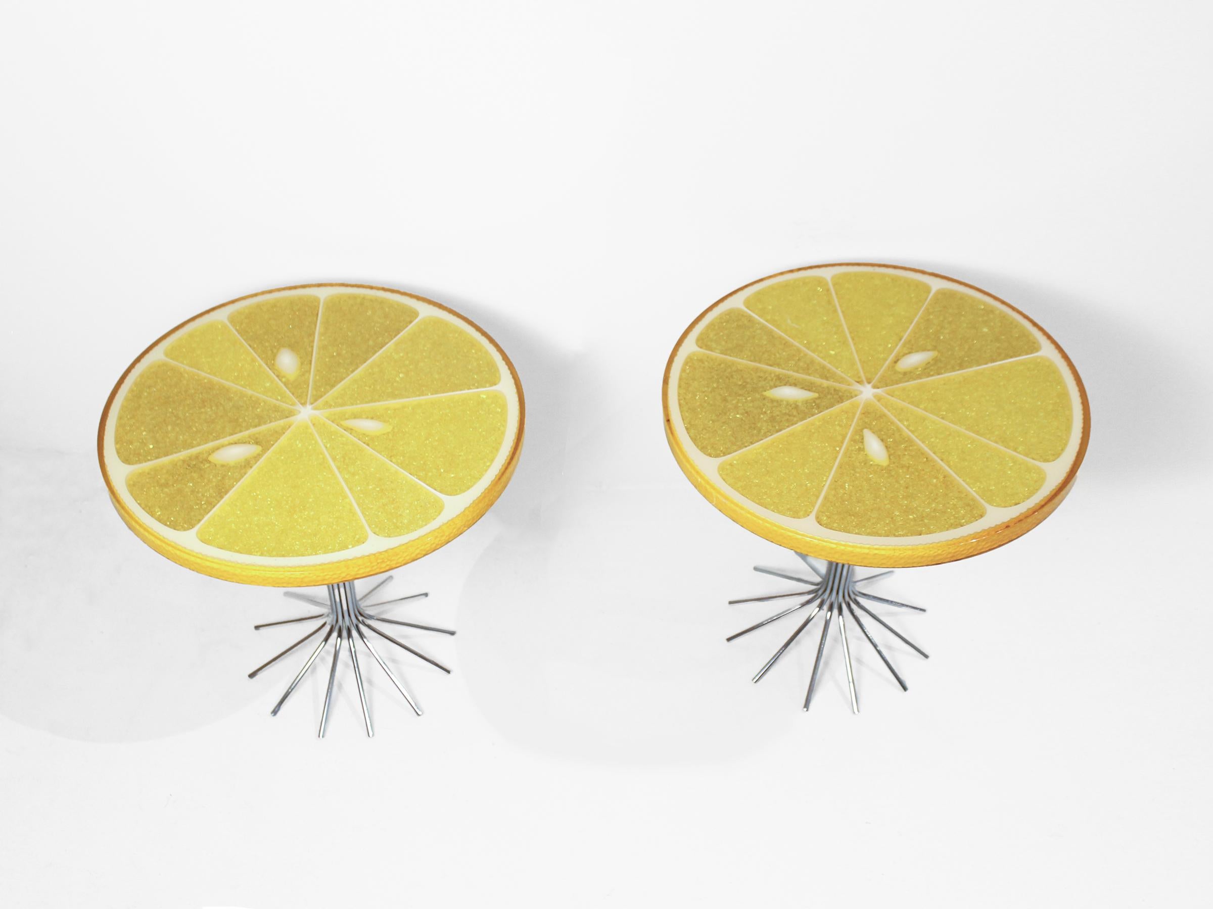 American Pair of Carl Chaffee Citrus Slice Cocktail Tables For Sale