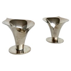 Pair of Carl Einar Borgström Candle Holders Ystad Metall Silver 1940s