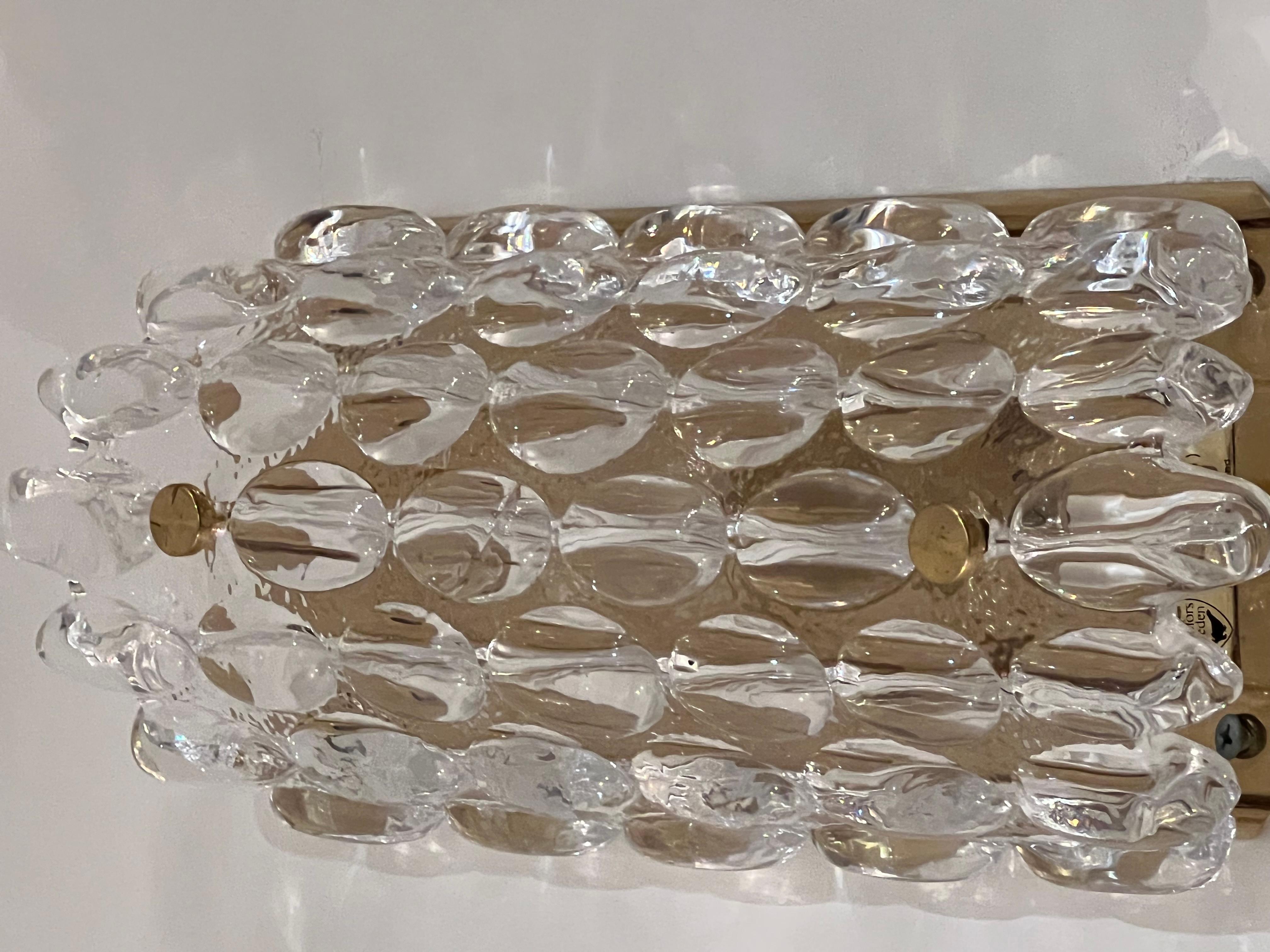 Pair of Carl Fagerland Orrefors Bubble Crystal Wall Lights 1950 For Sale 3