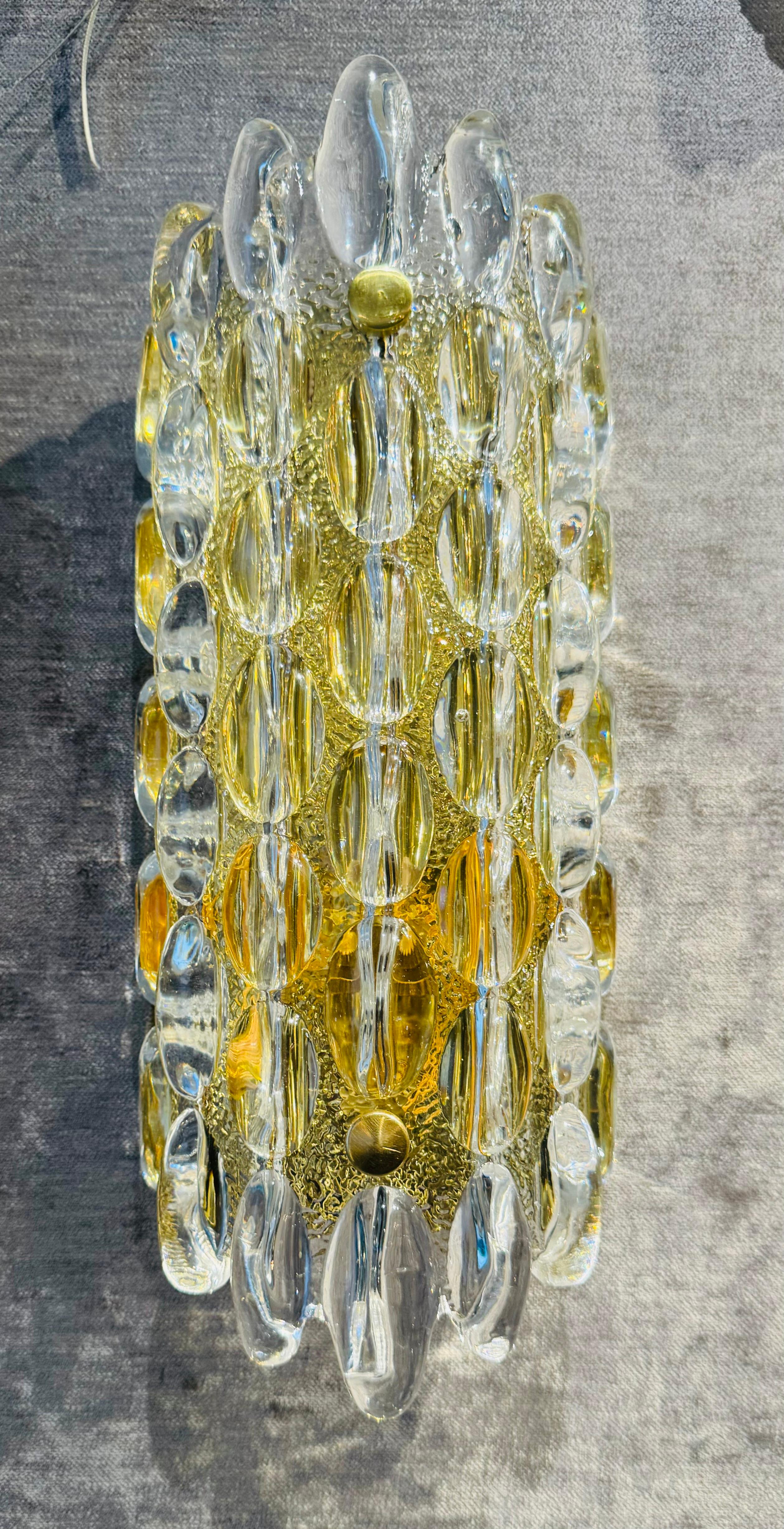 A pair luxurious 1950s thick crystal bubble wall lights designed by Carl  Fagerland for Orrefors. Rewired.