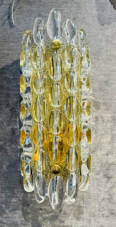 Pair of Carl Fagerland Orrefors Bubble Crystal Wall Lights 1950