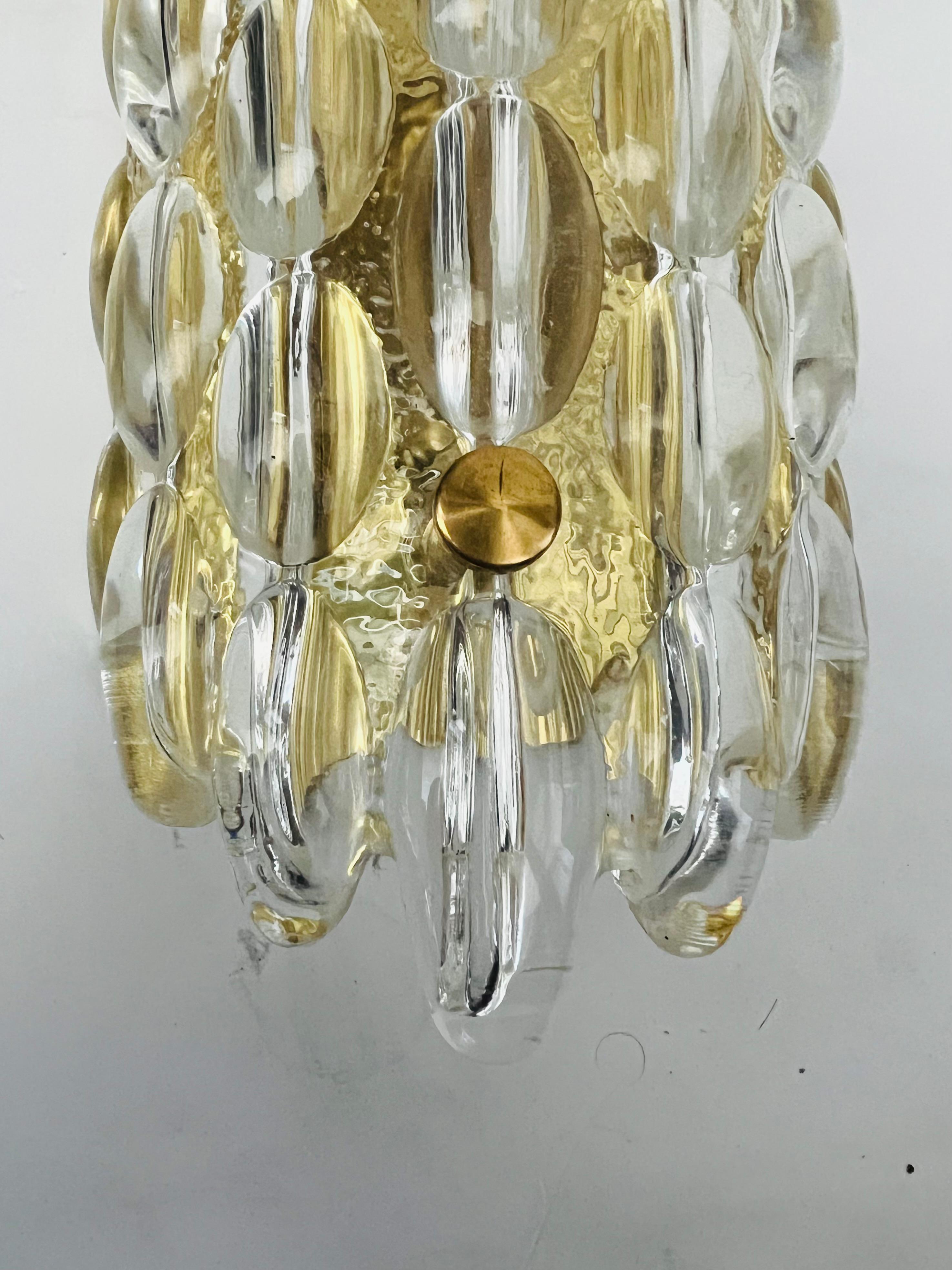 Swedish Pair of Carl Fagerland Orrefors Bubble Crystal Wall Lights 1950 For Sale