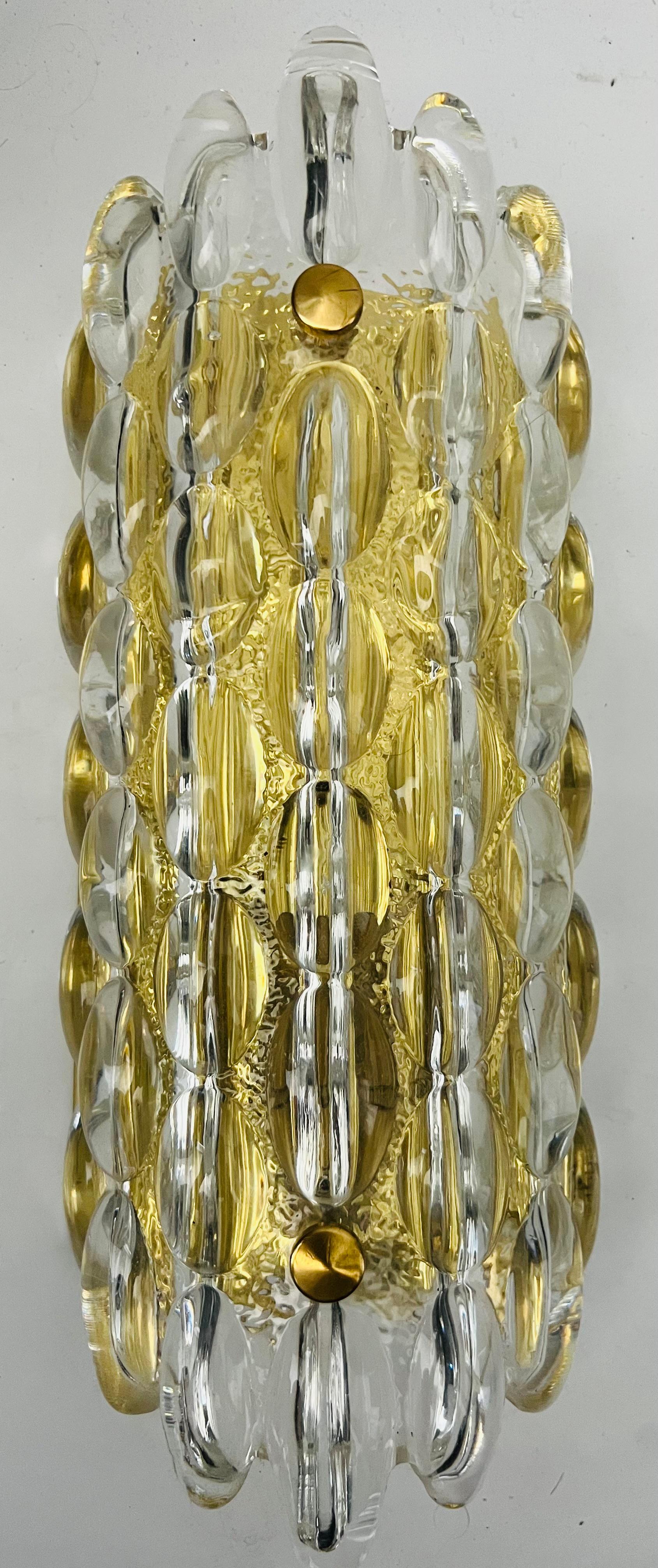 Pair of Carl Fagerland Orrefors Bubble Crystal Wall Lights 1950 In Excellent Condition For Sale In New York, NY