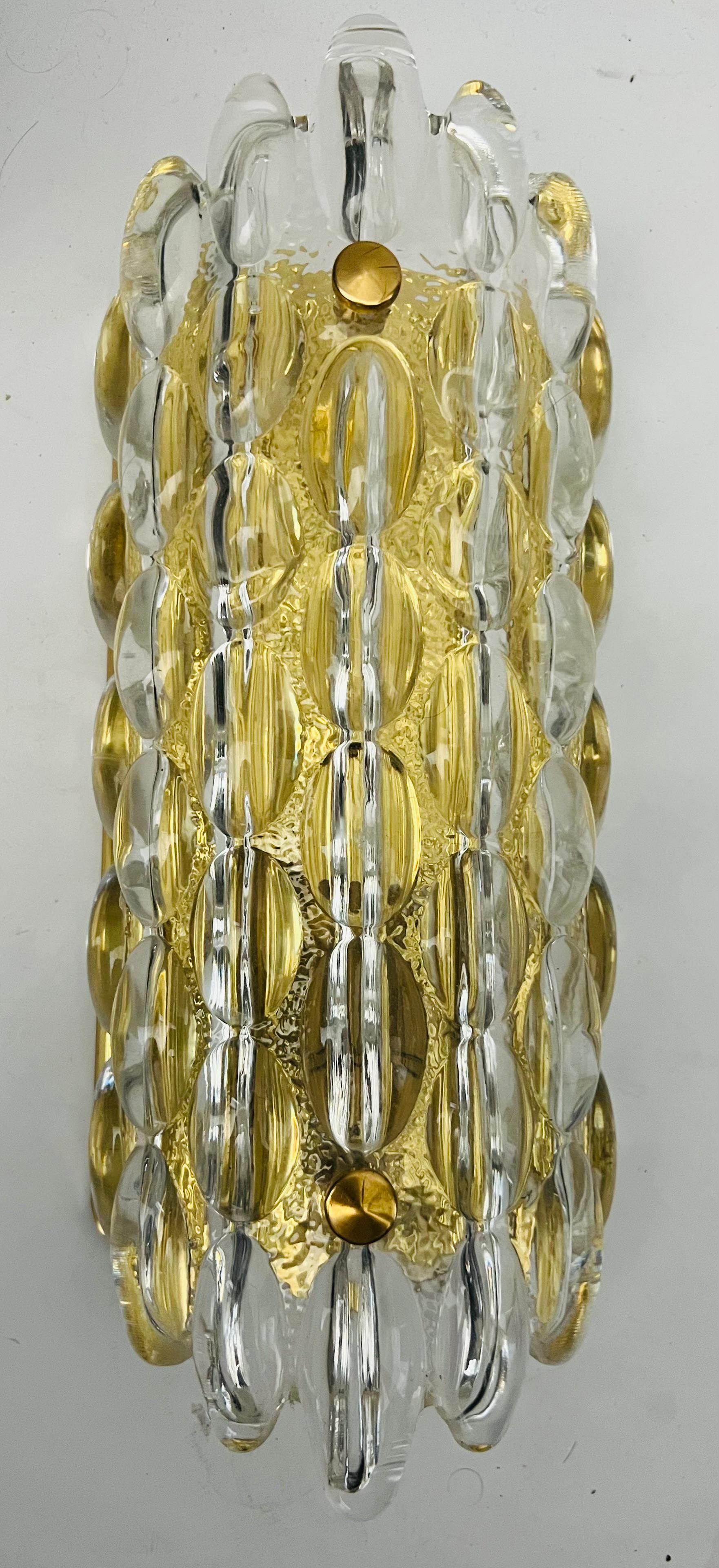 Mid-20th Century Pair of Carl Fagerland Orrefors Bubble Crystal Wall Lights 1950 For Sale