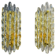 Paar Carl Fagerland Orrefors Bubble Crystal Wall Lights 1950