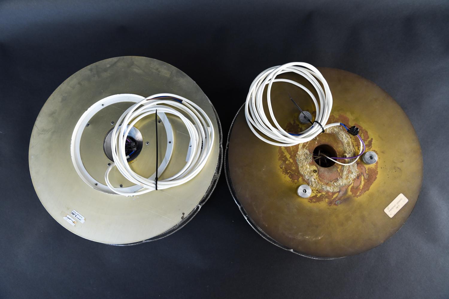 Pair of Carl Fagerlund Brass and Glass Flush Mount Lights 4