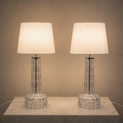 Pair of Carl Fagerlund for Orrefors Crystal Table Lamps, Sweden, 1960s