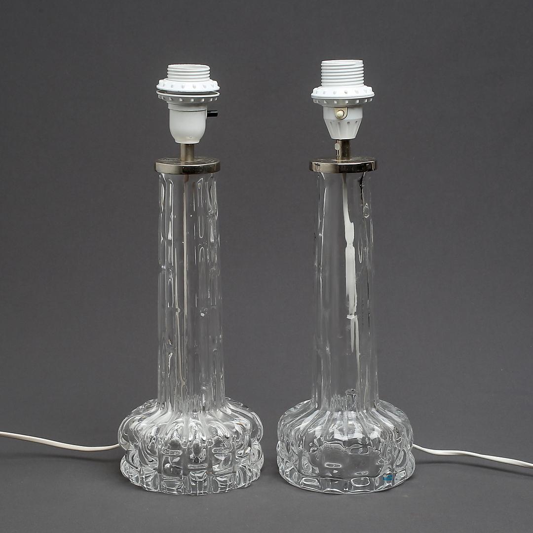 Suédois Paire de lampes de bureau en cristal Carl Fagerlund pour Orrefors, Suède, années 1960 en vente