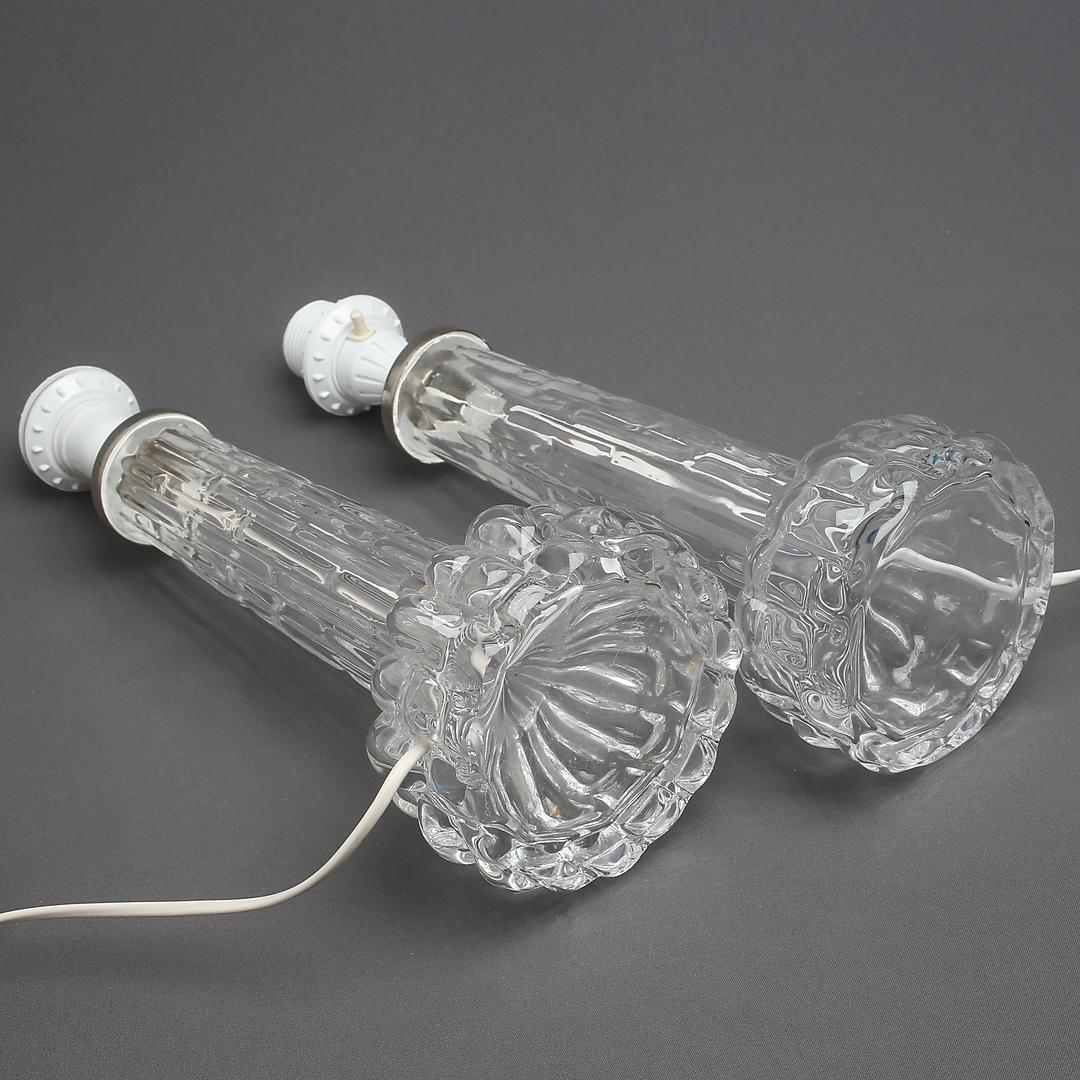 Paire de lampes de bureau en cristal Carl Fagerlund pour Orrefors, Suède, années 1960 Bon état - En vente à Stockholm, SE