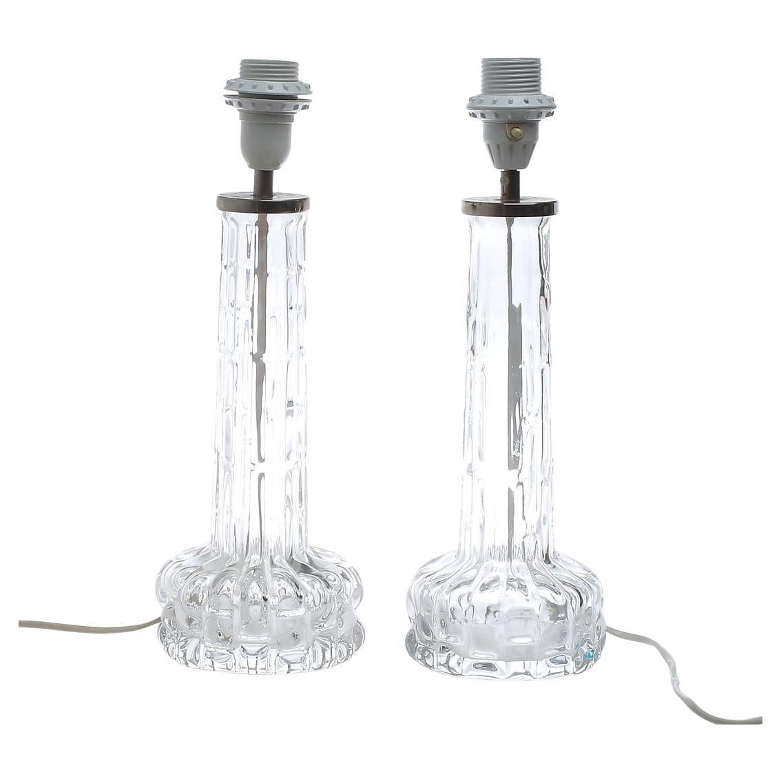 Pair of Carl Fagerlund for Orrefors Crystal Table Lamps, Sweden, 1960s