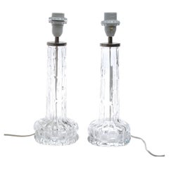 Pair of Carl Fagerlund for Orrefors Crystal Table Lamps, Sweden, 1960s