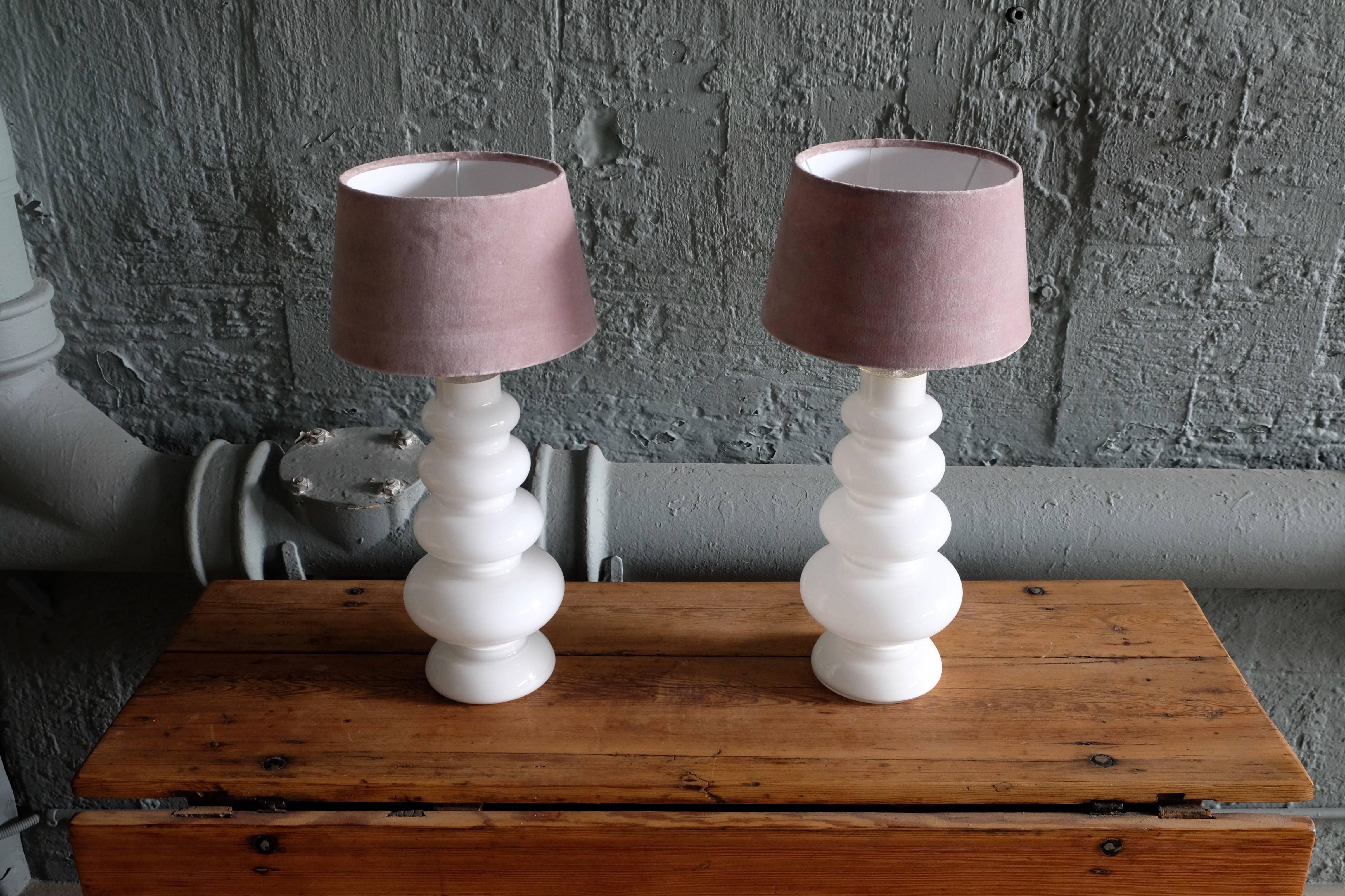 Swedish Pair of Carl Fagerlund Glass Table Lamps by Orrefors, Sweden, 1960s