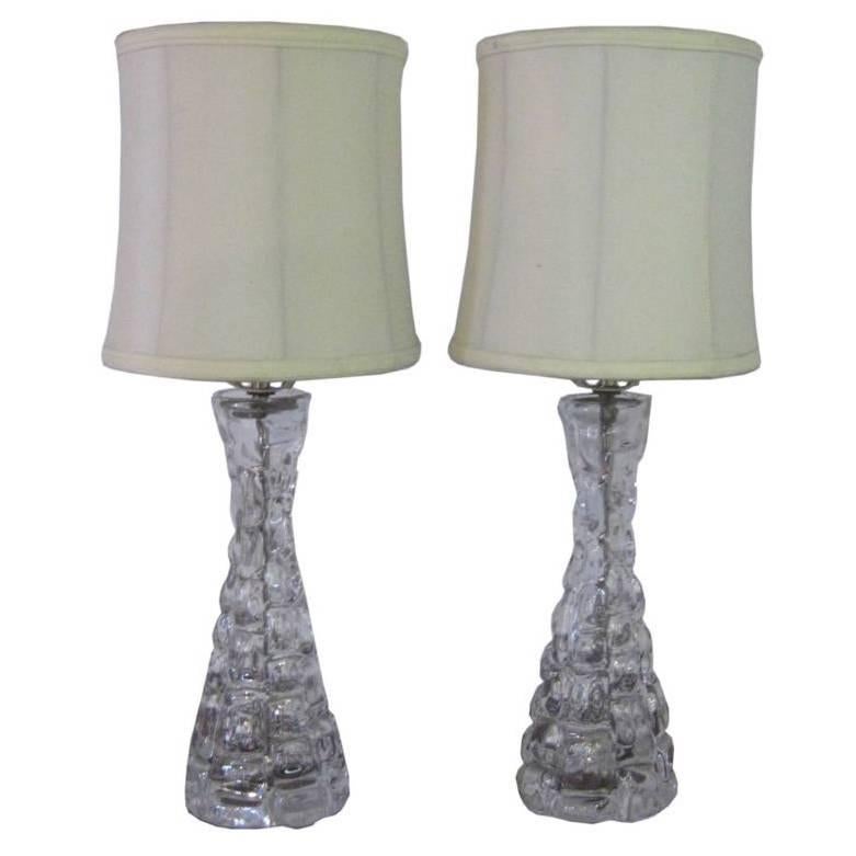 Pair of Carl Fagerlund Table Lamps for Orrefors