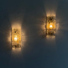 Pair of Carl Fagerlund Textured Glass Wall Lights for Orrefors, 1970s