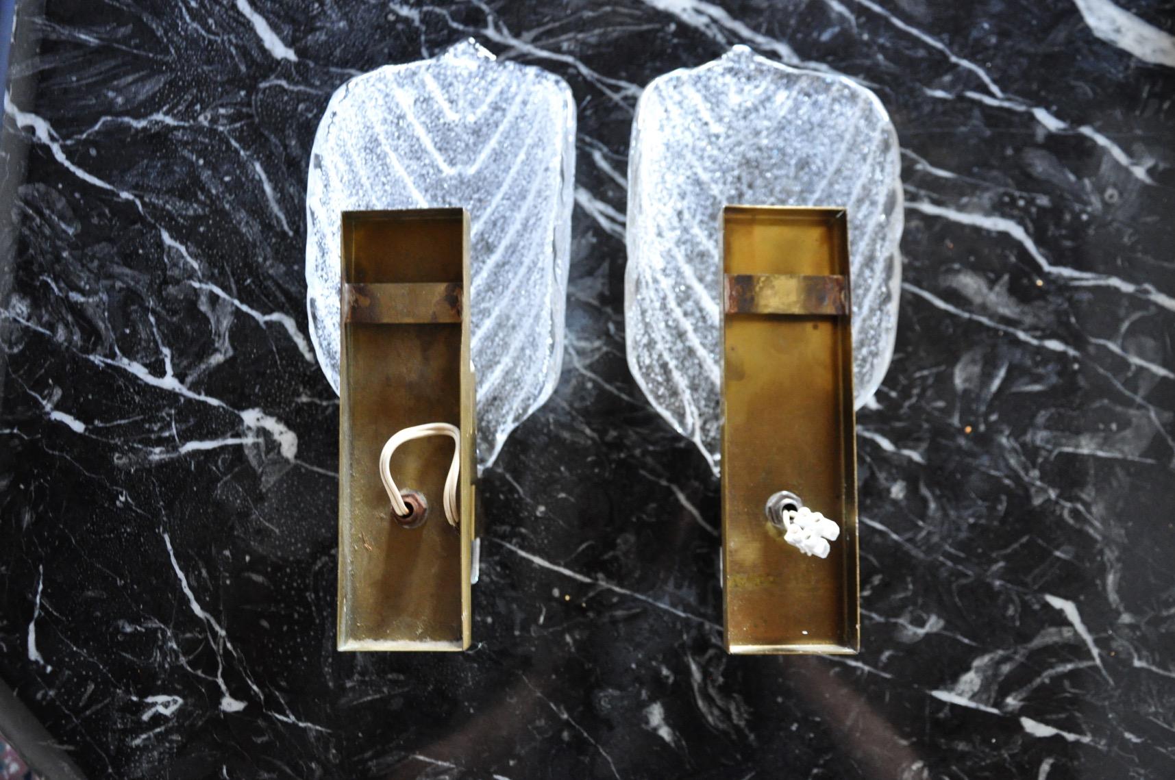 Crystal Pair of Carl Fagerlund Wall Lights, 1960s For Sale