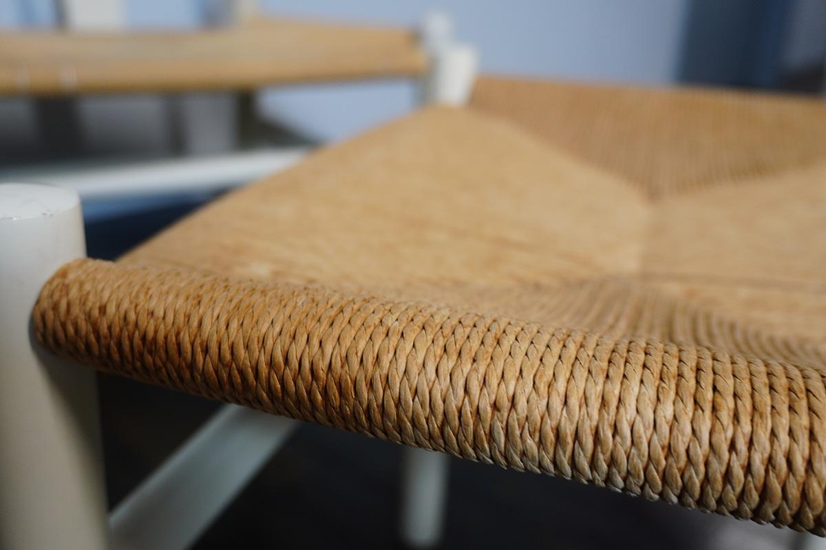 Contemporary Pair of Carl Hansen Wishbone Chairs and One Ottoman Off-White Frames For Sale
